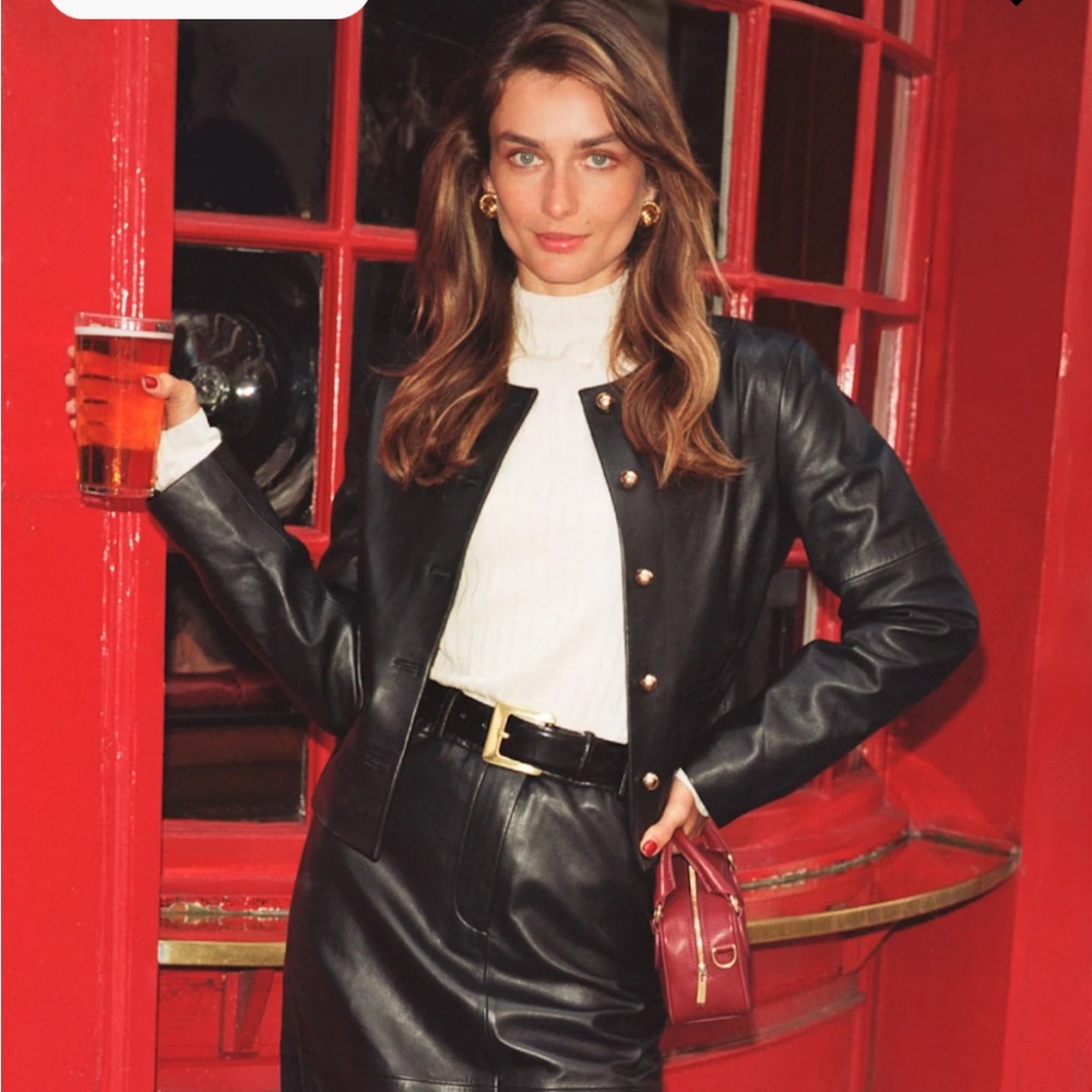 Reformation Veda Reed Black Leather Jacket for Women